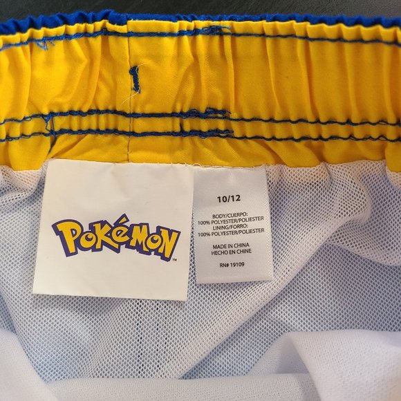 Pokemon Pikachu Rash Guard Boy Swim Trunks Polyester Lining Sz 10/12 Blue Yellow - Picture 4 of 7